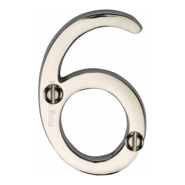 C1567 6/9-PNF • 51mm • Polished Nickel • Heritage Brass Face Fixing Numeral 6/9